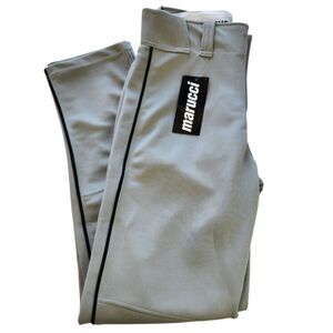 Marucci Gray Baseball Pants Youth XXL Tapered Double Knit Piped Black NWT